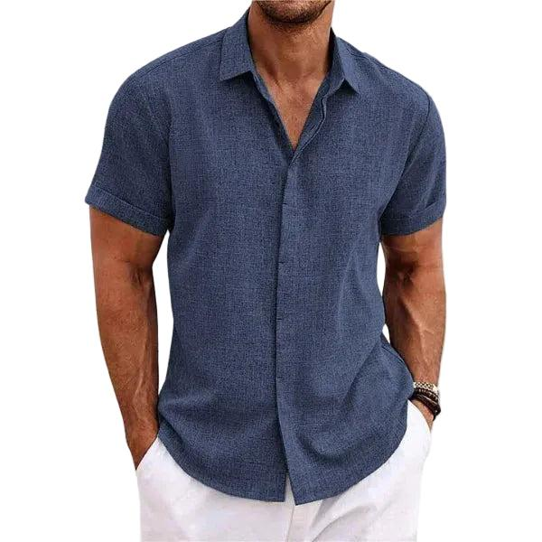 Męska koszula z krótkim rękawem i guzikami z przodu-Shirts for men-Olave