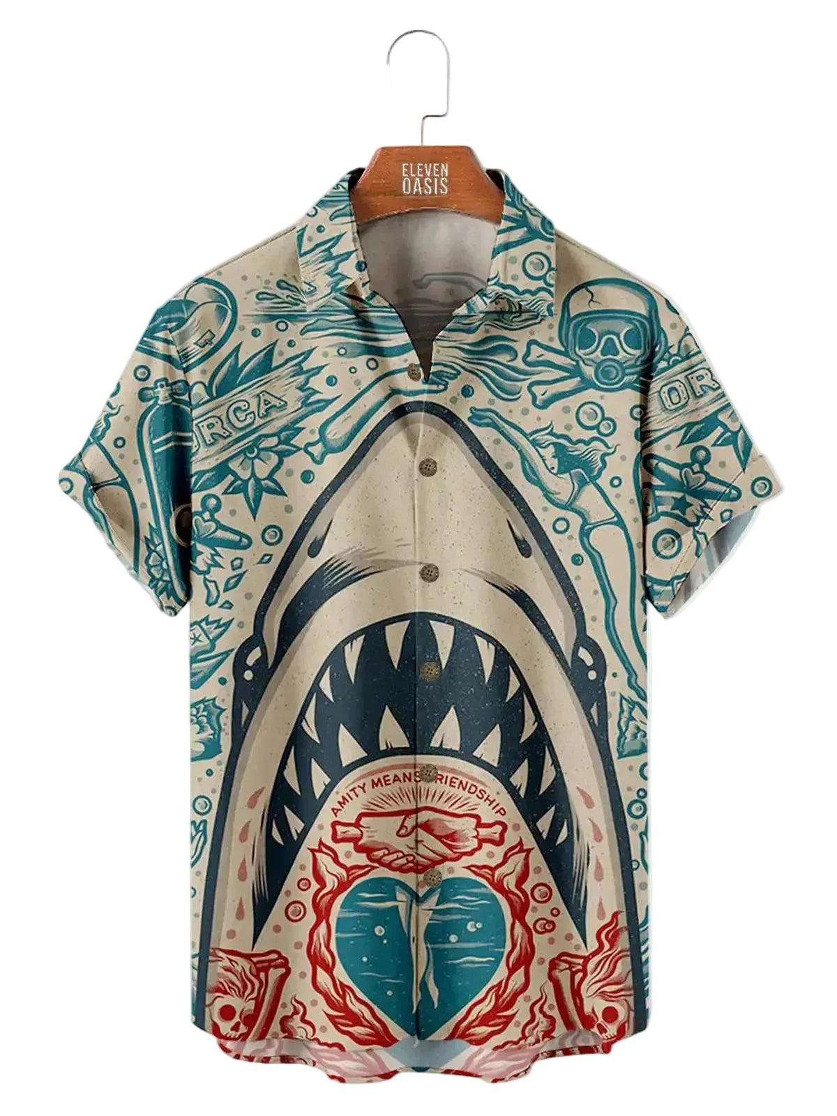 Męska Koszula z krótkim rękawem i nadrukiem graficznym-Shirts for men-Olave