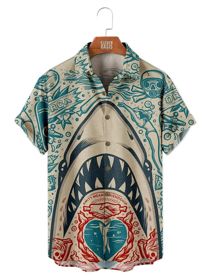 Męska Koszula z krótkim rękawem i nadrukiem graficznym-Shirts for men-Olave