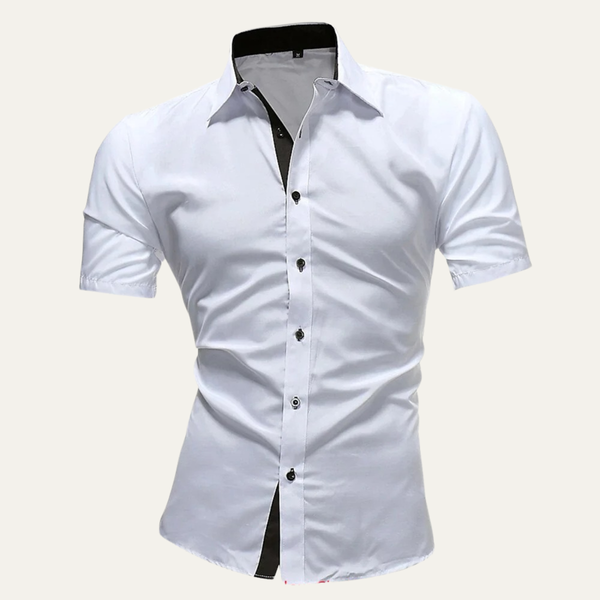 Męska koszula z krótkim rękawem i zapięciem na guziki-Shirts for Men-Olave