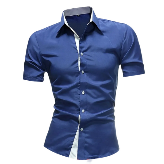 Męska koszula z krótkim rękawem i zapięciem na guziki-Shirts for Men-Olave