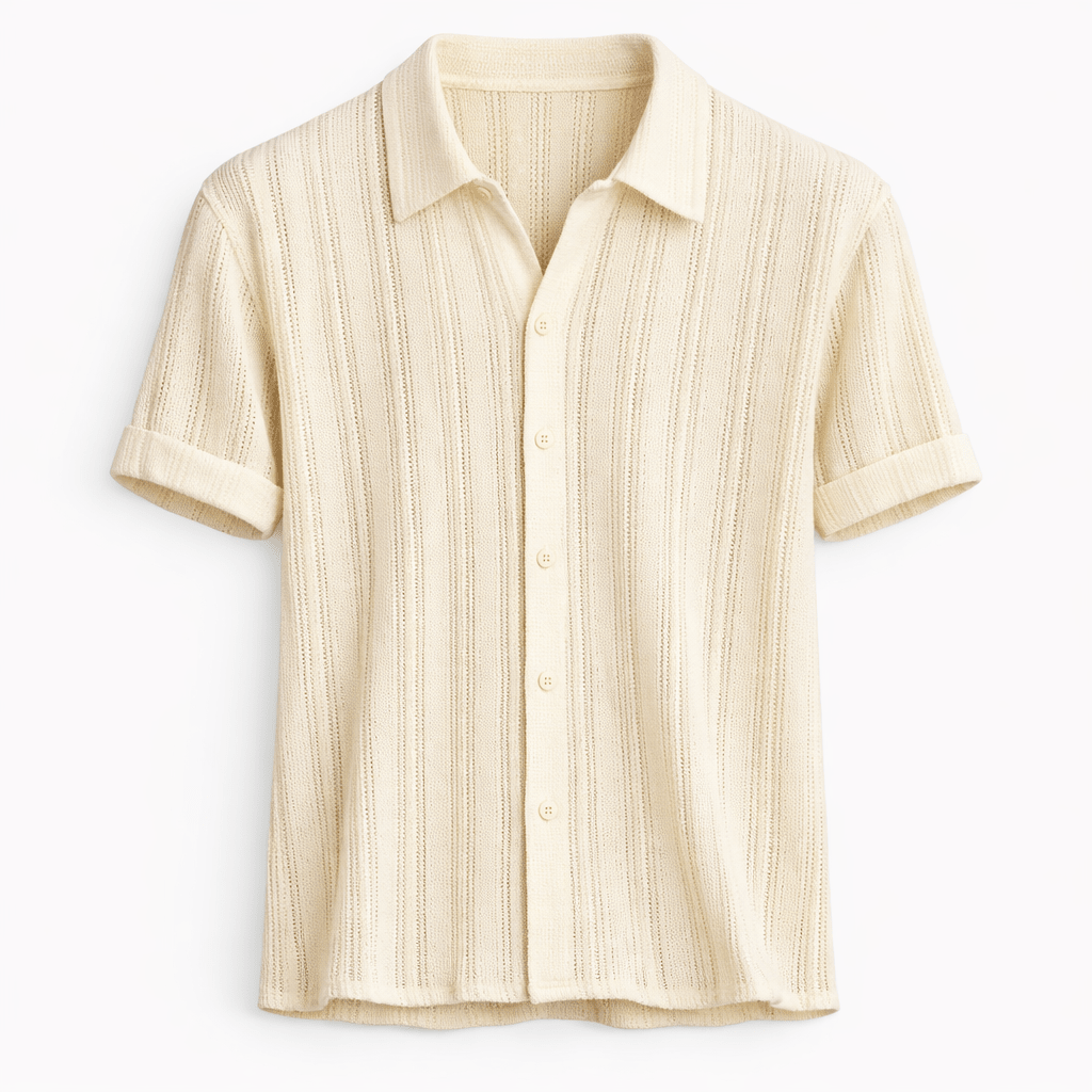 Męska koszula z krótkim rękawem zapinana na guziki-Shirts for men-Olave