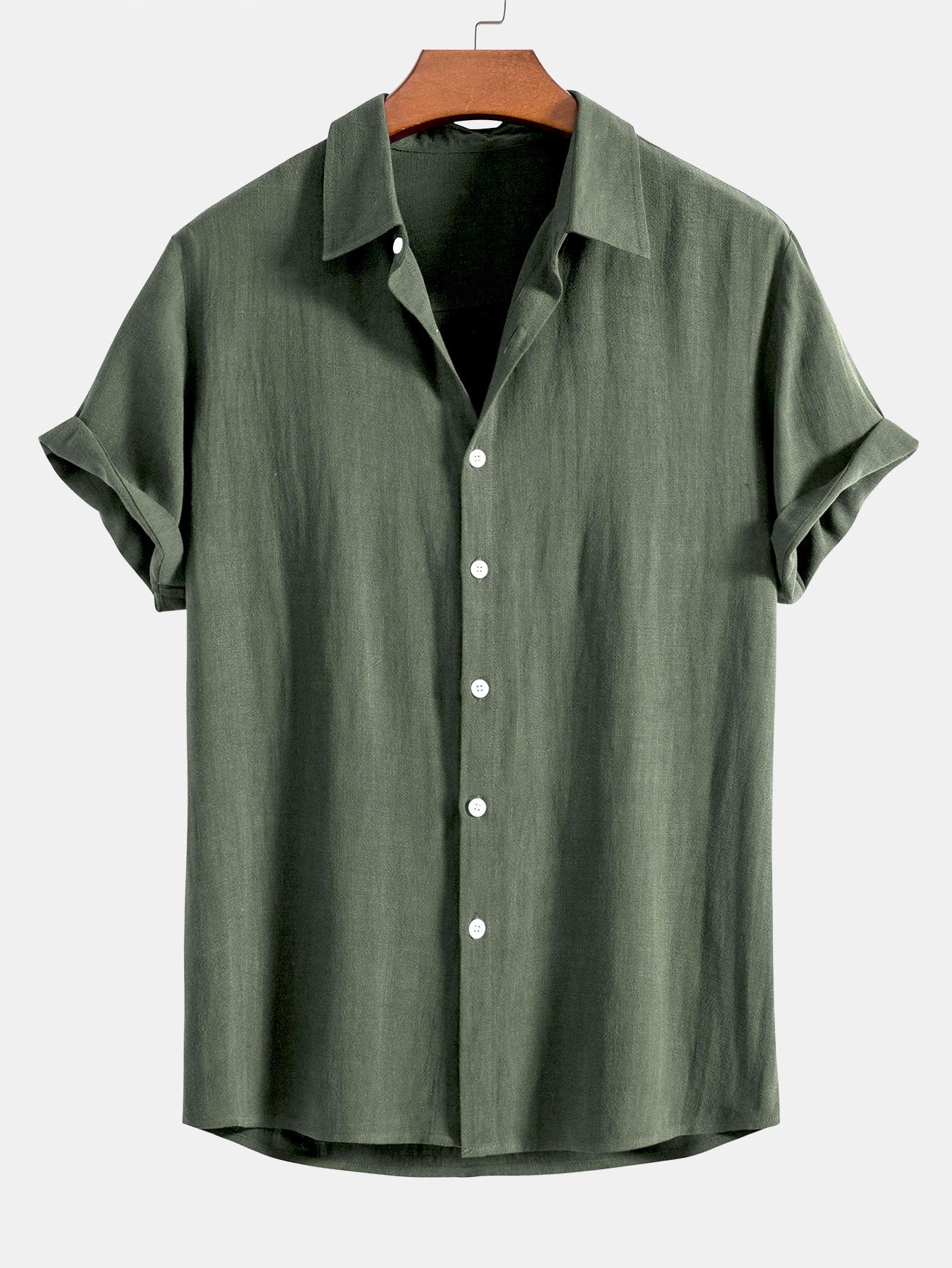 Męska koszula z krótkim rękawem zapinana na guziki-Shirts for men-Olave