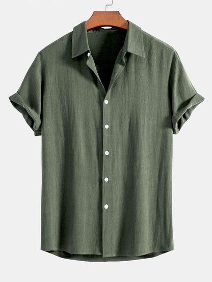 Męska koszula z krótkim rękawem zapinana na guziki-Shirts for men-Olave