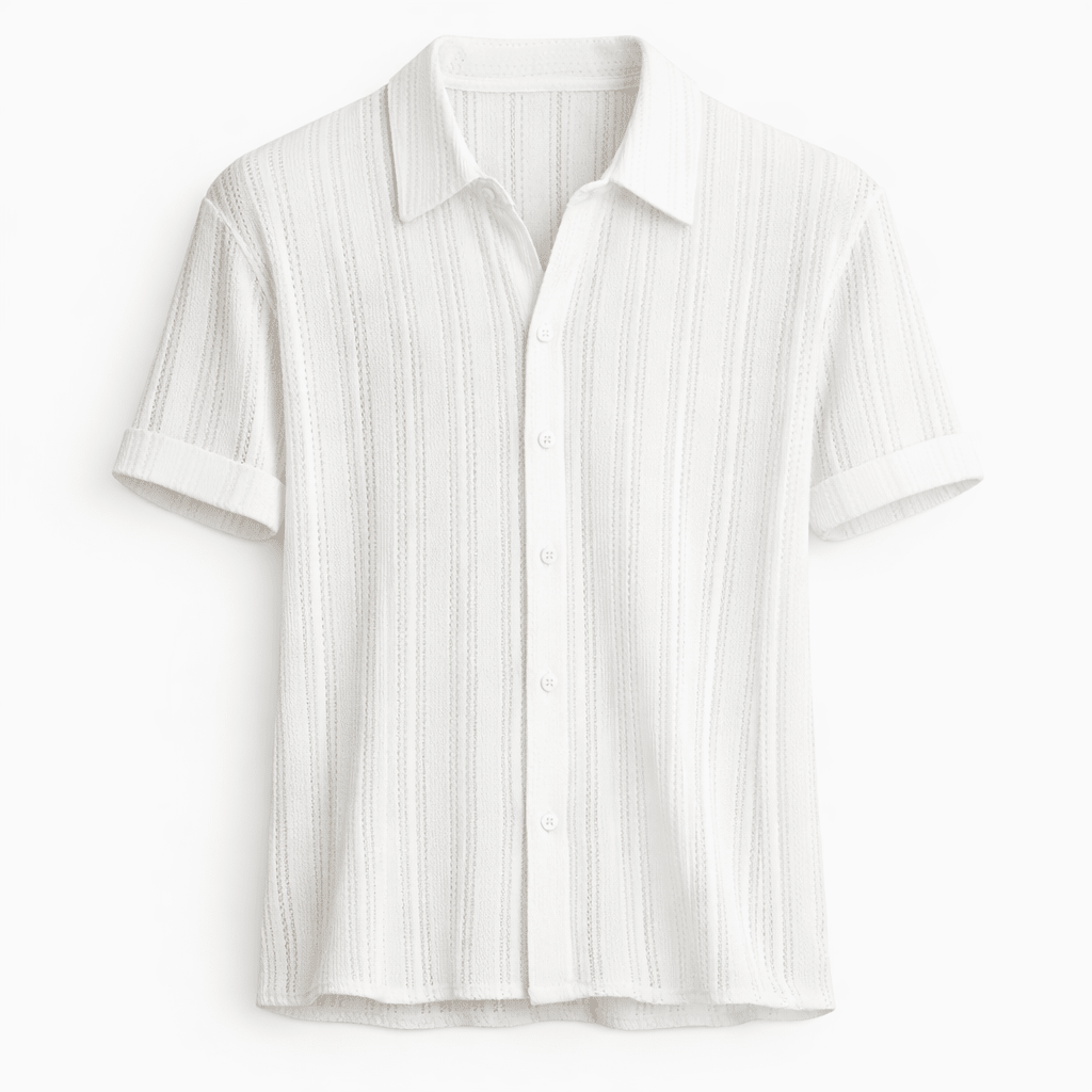 Męska koszula z krótkim rękawem zapinana na guziki-Shirts for men-Olave
