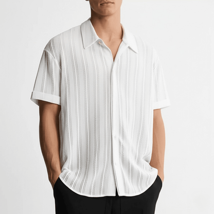 Męska koszula z krótkim rękawem zapinana na guziki-Shirts for men-Olave