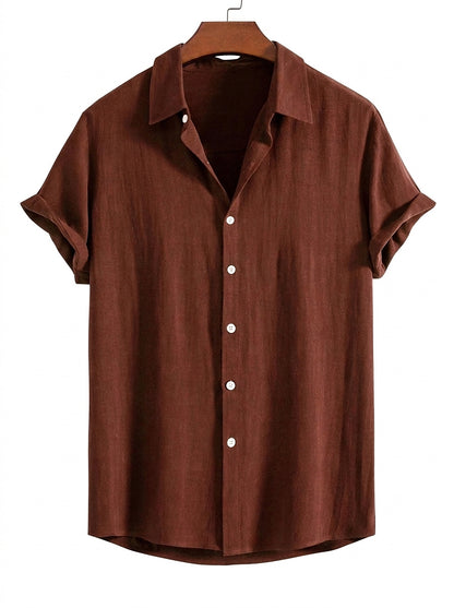 Męska koszula z krótkim rękawem zapinana na guziki-Shirts for men-Olave
