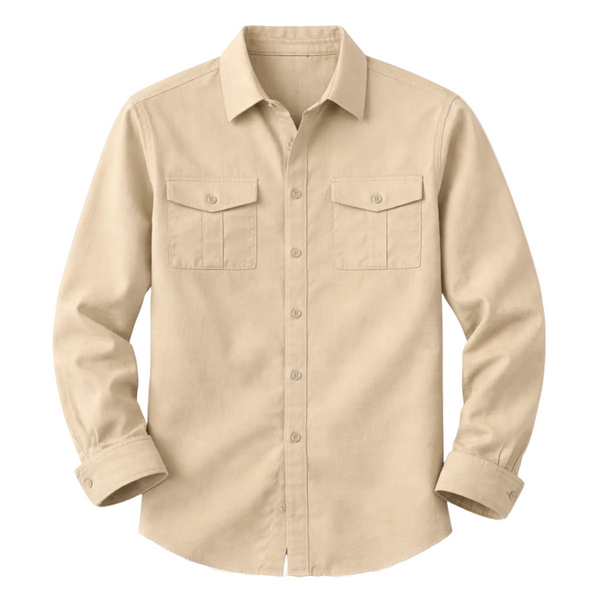 Męska koszula zapinana na guziki z dwiema kieszeniami na piersi-Shirts for men-Olave