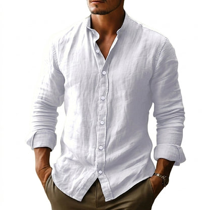 Męska koszula ze stójką i długimi rękawami-Shirts for men-Olave