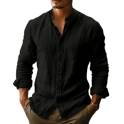 Męska koszula ze stójką i długimi rękawami-Shirts for men-Olave