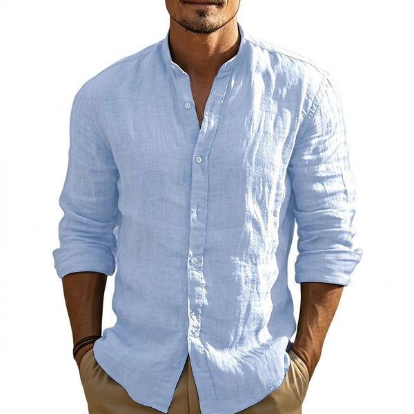 Męska koszula ze stójką i długimi rękawami-Shirts for men-Olave
