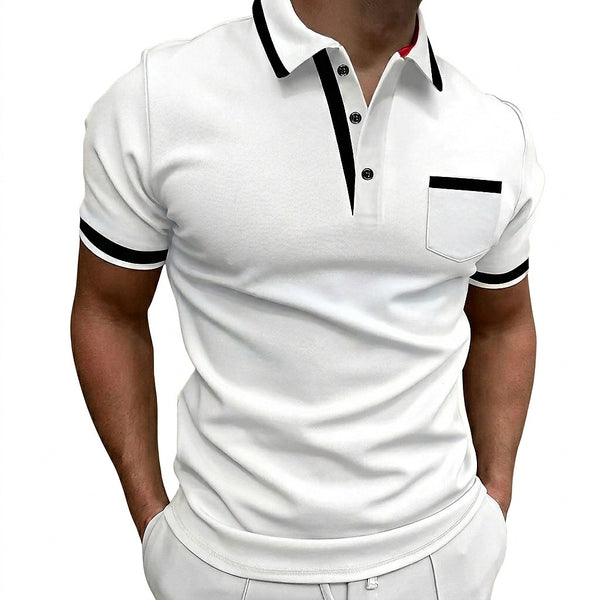 Męska koszulka polo typu slim fit z kontrastowym wykończeniem-T-Shirts & Polos for men-Olave