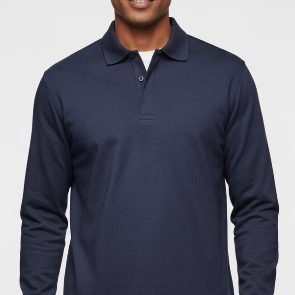 Męska koszulka polo z długim rękawem i zapięciem na guziki-Shirts for men-Olave