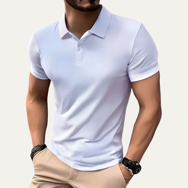 Męska koszulka polo z krótkim rękawem i zapięciem na guziki-Shirts for men-Olave