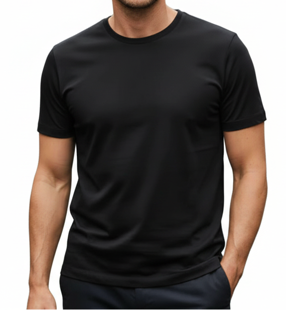 Męska koszulka z krótkim rękawem, okrągłym dekoltem i prostym dołem-T-shirt for men-Olave