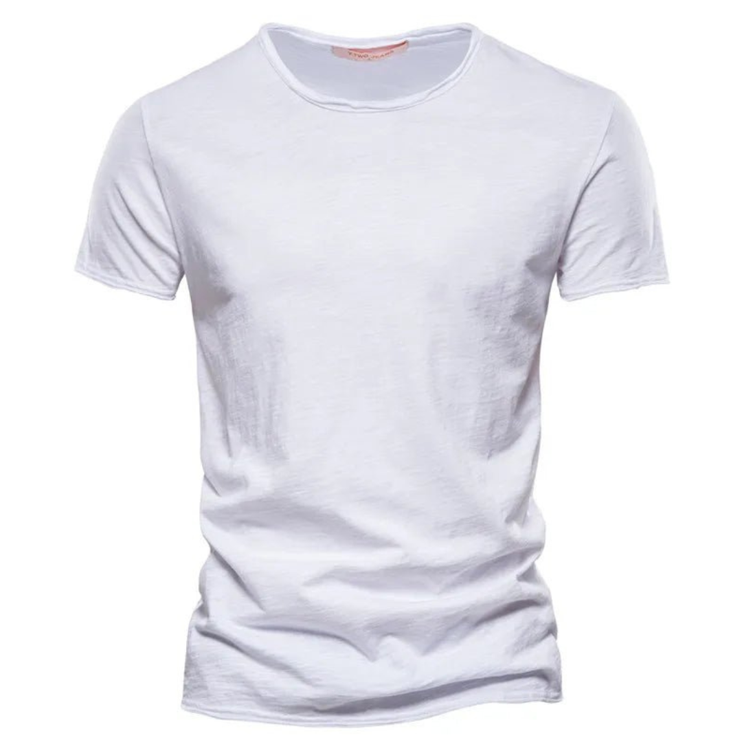 Męska koszulka z krótkim rękawem, okrągłym dekoltem i teksturą slub-T-shirt for men-Olave
