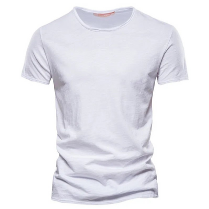Męska koszulka z krótkim rękawem, okrągłym dekoltem i teksturą slub-T-shirt for men-Olave