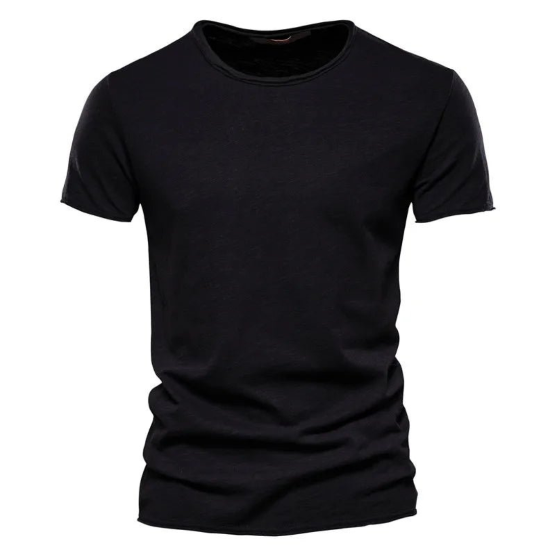 Męska koszulka z krótkim rękawem, okrągłym dekoltem i teksturą slub-T-shirt for men-Olave