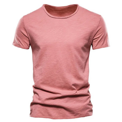 Męska koszulka z krótkim rękawem, okrągłym dekoltem i teksturą slub-T-shirt for men-Olave