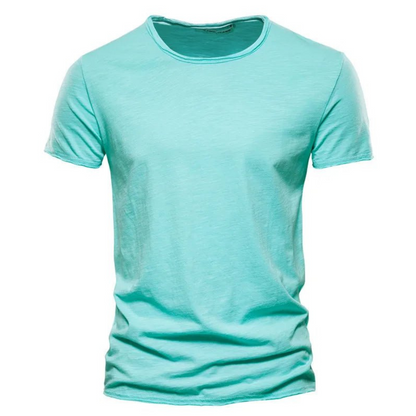 Męska koszulka z krótkim rękawem, okrągłym dekoltem i teksturą slub-T-shirt for men-Olave