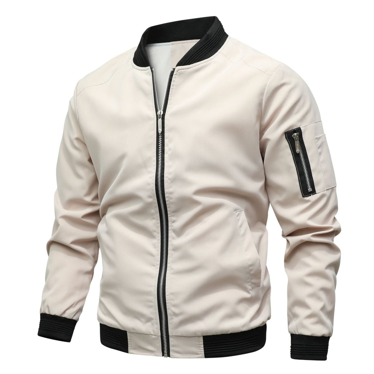 Męska kurtka bomberka z kieszenią na suwak na rękawie-Jackets for men-Olave
