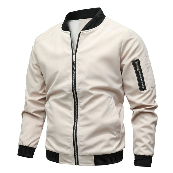 Męska kurtka bomberka z kieszenią na suwak na rękawie-Jackets for men-Olave
