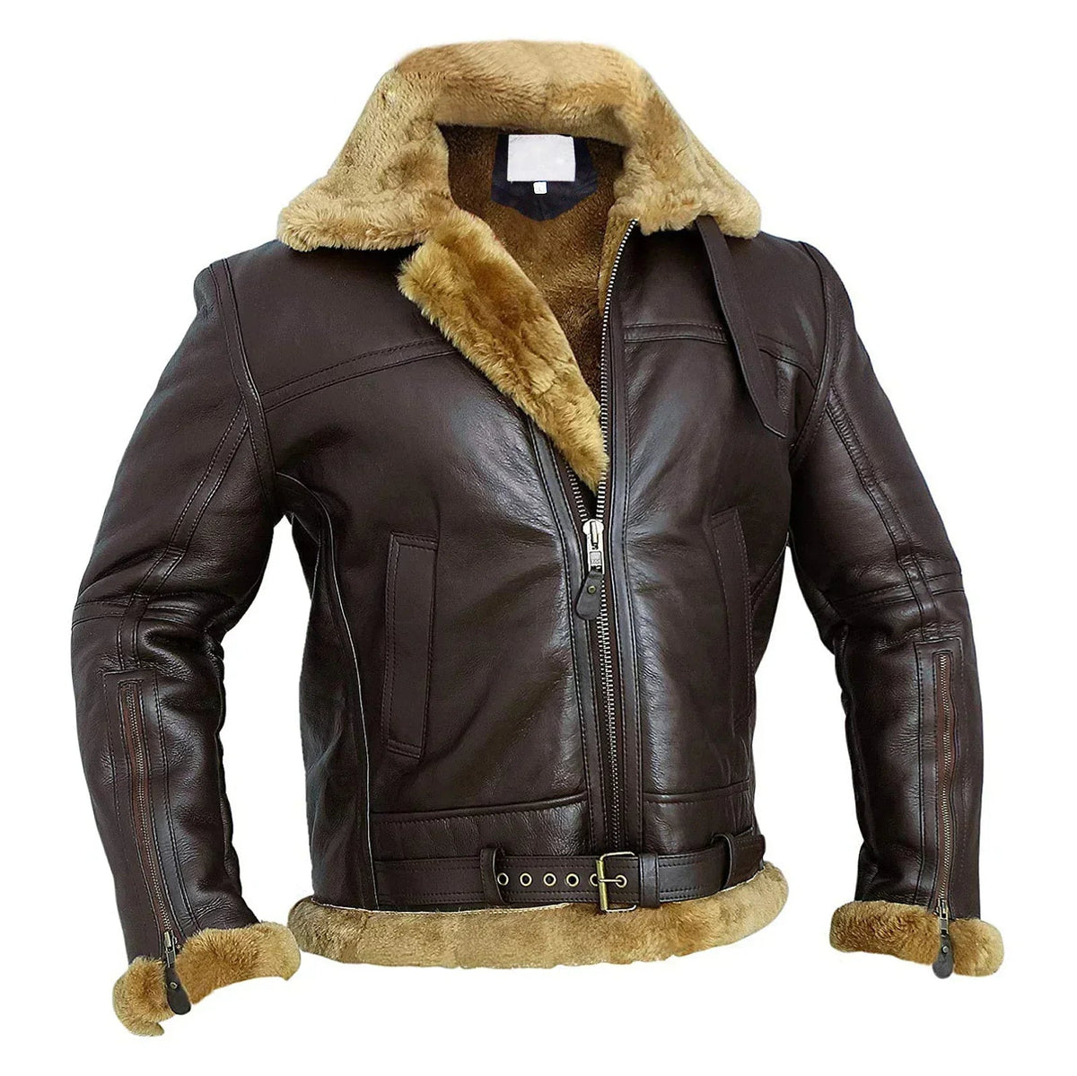 Męska kurtka bomberka z kołnierzem i mankietami z kożuszka-Jackets for men-Olave