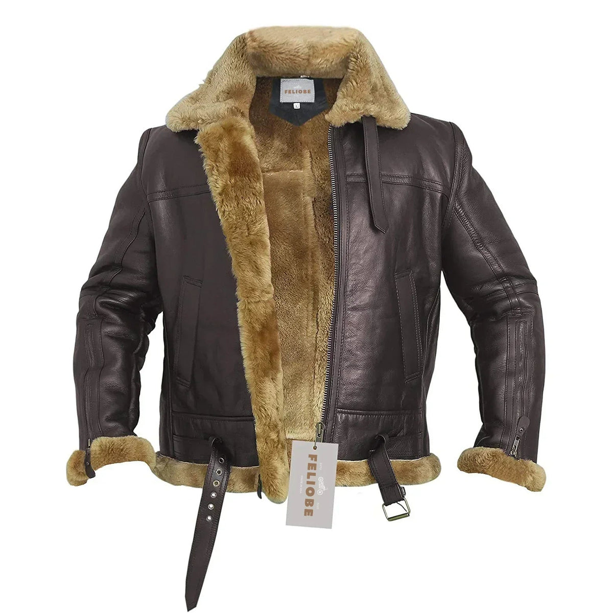 Męska kurtka bomberka z kołnierzem i mankietami z kożuszka-Jackets for men-Olave