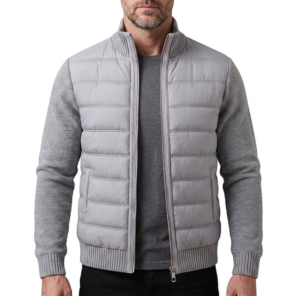 Męska kurtka hybrydowa typu puffer z dzianinowymi rękawami-Jackets for men-Olave