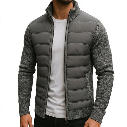 Męska kurtka hybrydowa z dzianiny z pikowanym panelem przednim-Jackets for men-Olave
