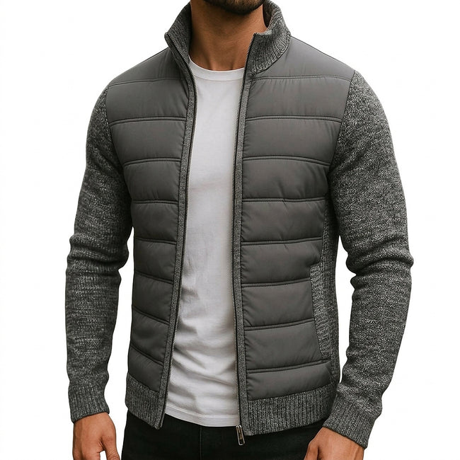 Męska kurtka hybrydowa z dzianiny z pikowanym panelem przednim-Jackets for men-Olave