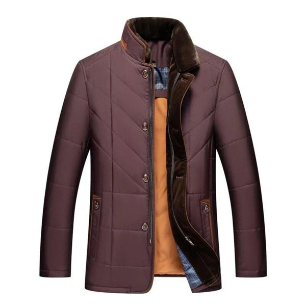 Męska kurtka pikowana z kołnierzem ze sztucznego futra i zapięciem na guziki-Jackets for men-Olave