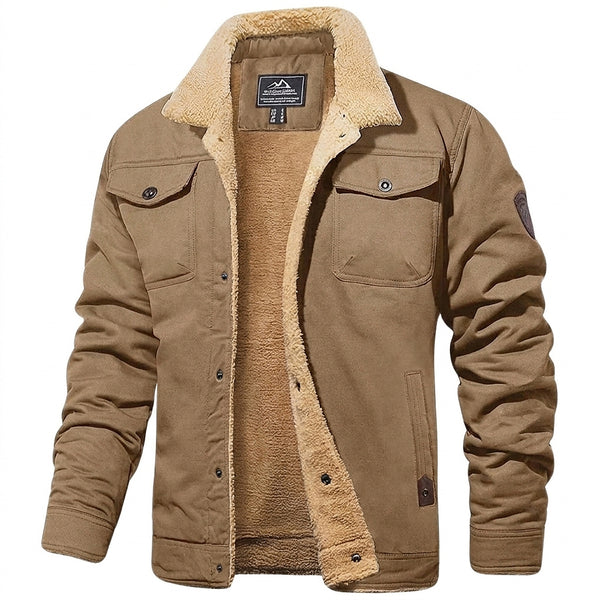 Męska kurtka użytkowa z podszewką z polaru i zapięciem na guziki-Jackets for men-Olave