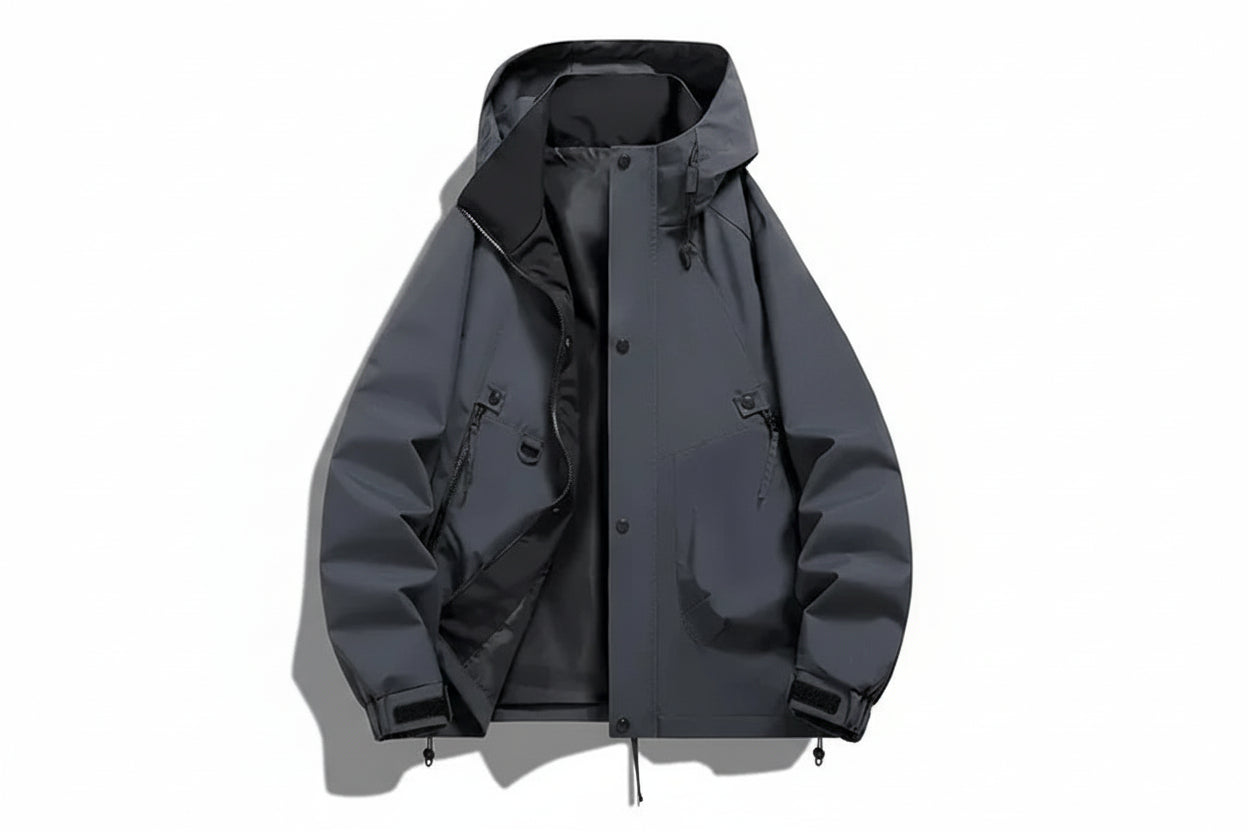 Męska kurtka z kapturem i kieszeniami zapinanymi na zamek błyskawiczny-Olave