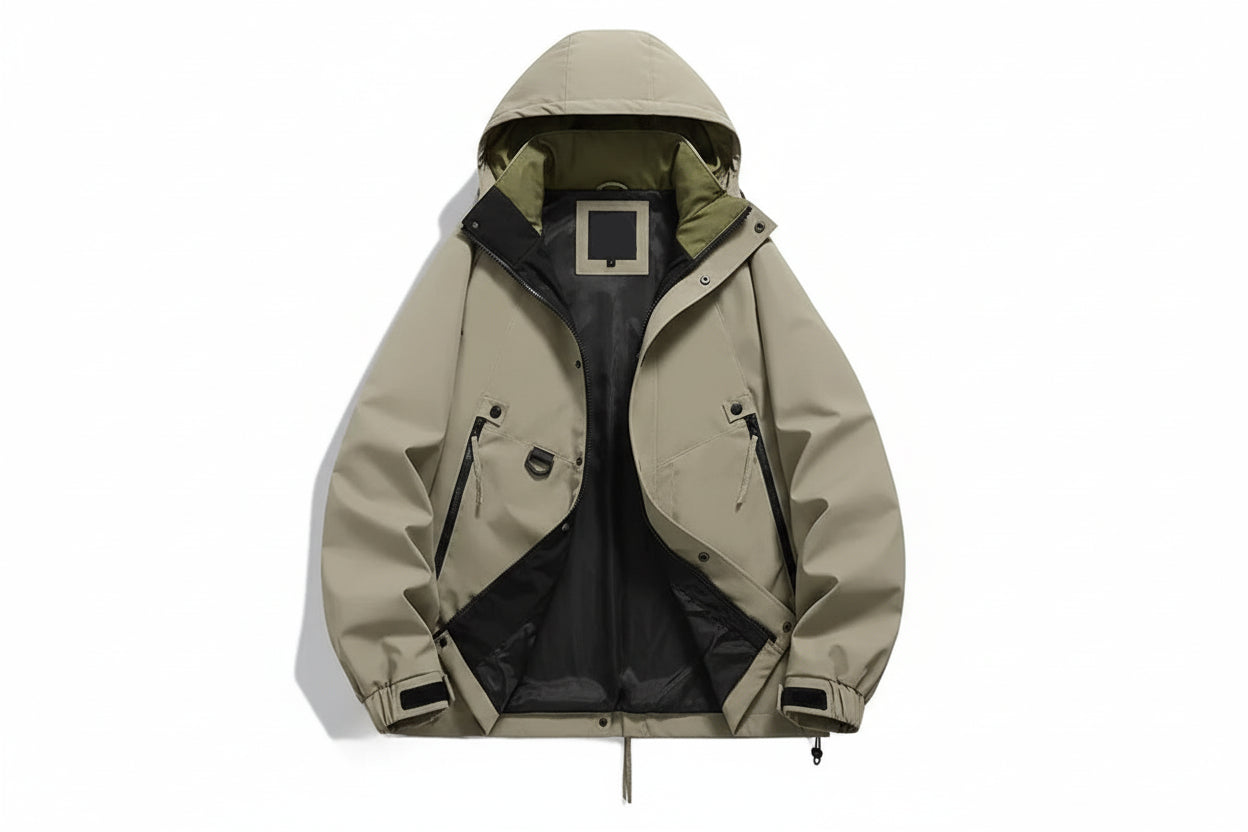 Męska kurtka z kapturem i kieszeniami zapinanymi na zamek błyskawiczny-Olave