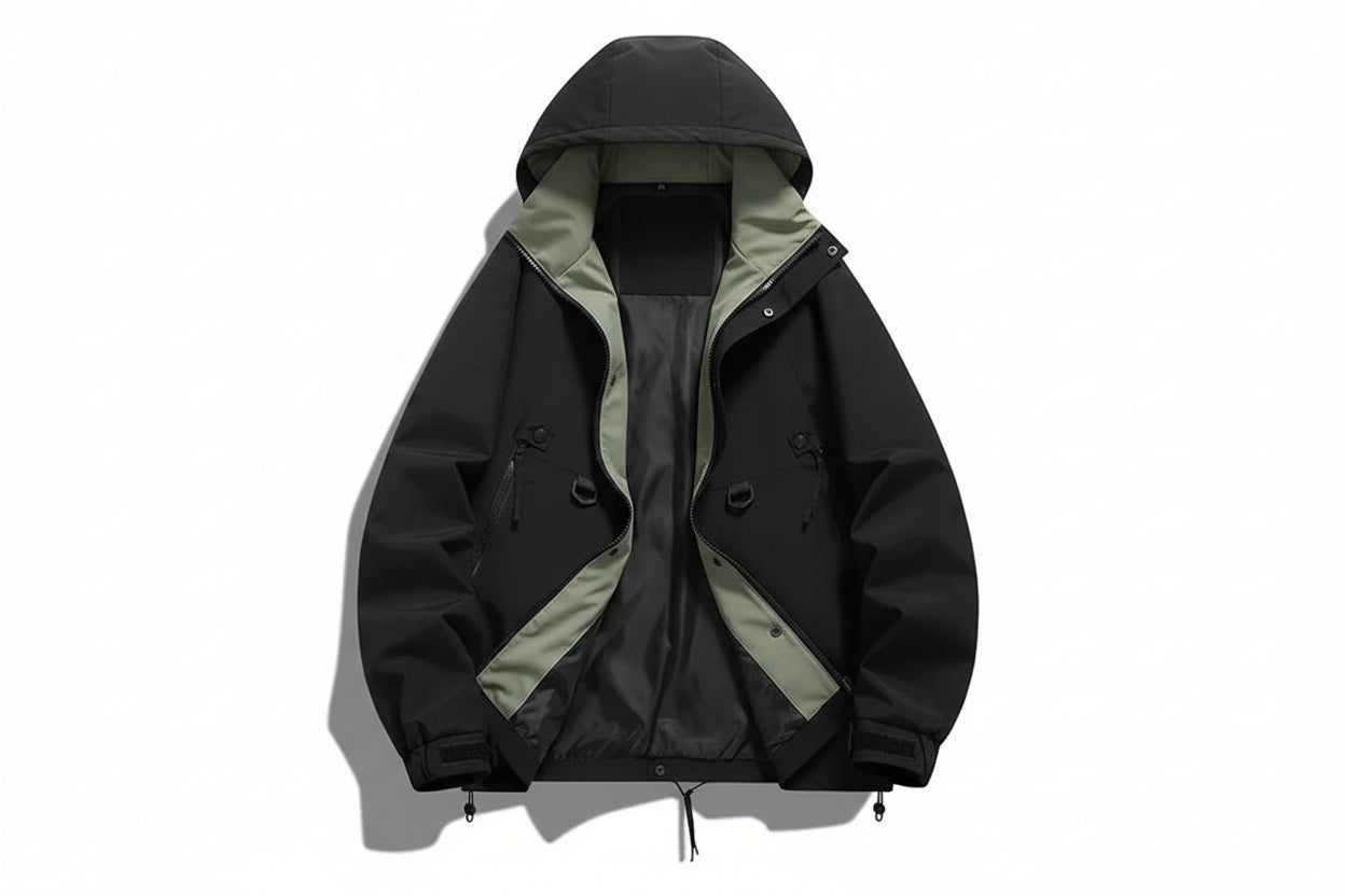 Męska kurtka z kapturem i kieszeniami zapinanymi na zamek błyskawiczny-Olave