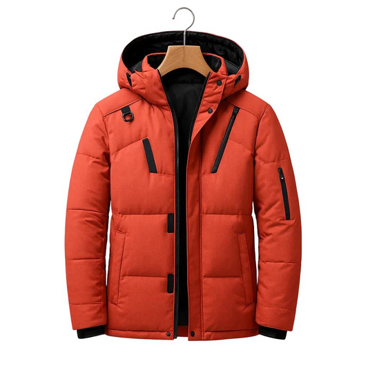 Męska kurtka z kapturem i wysokim kołnierzem-Jackets for Men-Olave