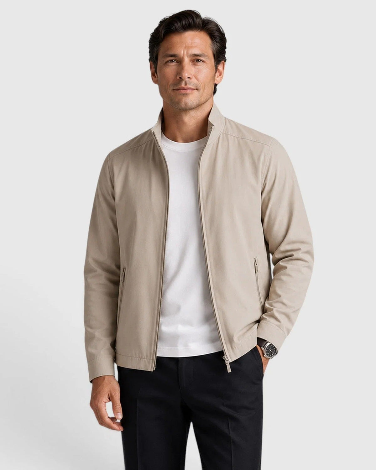 Męska kurtka z kołnierzem typu stójka i zapięciem na zamek-Jackets for men-Olave