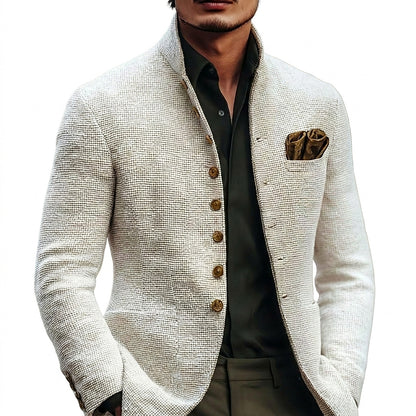 Męska kurtka z teksturowanym kołnierzem typu stójka-Jackets for men-Olave