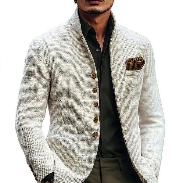 Męska kurtka z teksturowanym kołnierzem typu stójka-Jackets for men-Olave