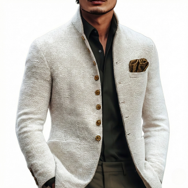 Męska kurtka z teksturowanym kołnierzem typu stójka-Jackets for men-Olave