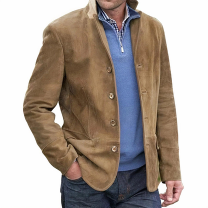 Męska Kurtka Zapinana na Guziki o Wyraźnej Formie-Jackets for Men-Olave