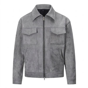 Męska kurtka zapinana na zamek o fakturze zamszu-Jackets for men-Olave