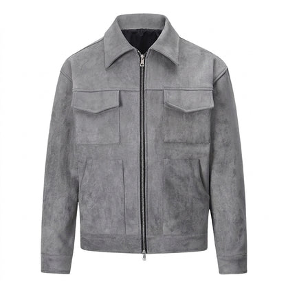 Męska kurtka zapinana na zamek o fakturze zamszu-Jackets for men-Olave