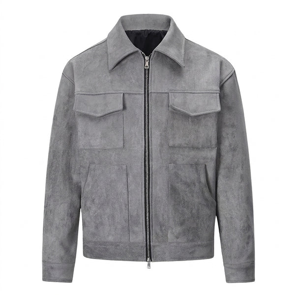 Męska kurtka zapinana na zamek o fakturze zamszu-Jackets for men-Olave