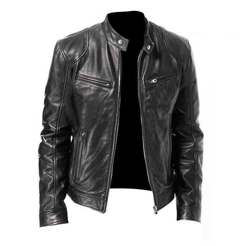 Męska kurtka zapinana na zamek z kołnierzem stojącym i wieloma kieszeniami na zamek-Jackets for Men-Olave