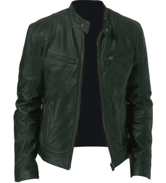 Męska kurtka zapinana na zamek z kołnierzem stojącym i wieloma kieszeniami na zamek-Jackets for Men-Olave