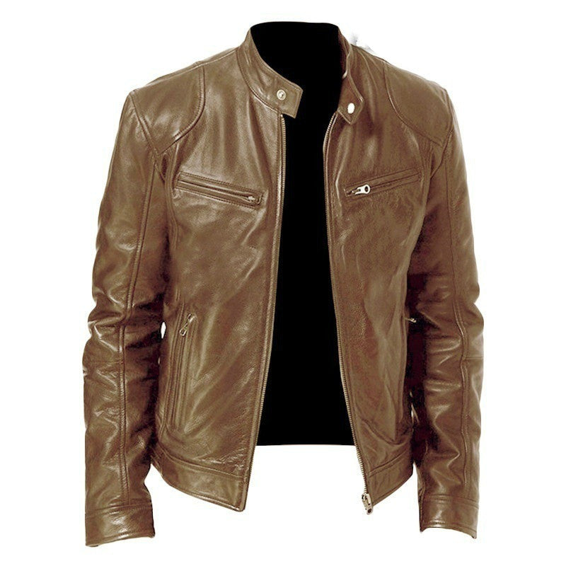 Męska kurtka zapinana na zamek z kołnierzem stojącym i wieloma kieszeniami na zamek-Jackets for Men-Olave
