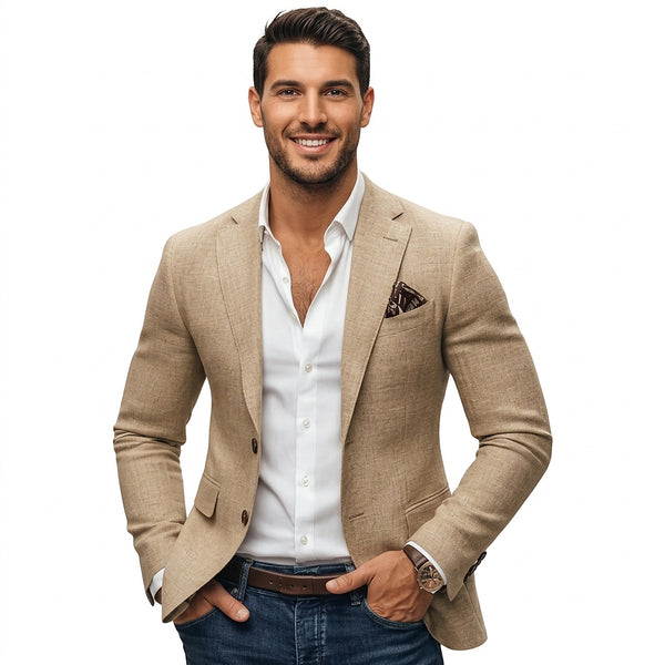 Męska marynarka dwuguzikowa z naszywanymi kieszeniami-Blazer for men-Olave