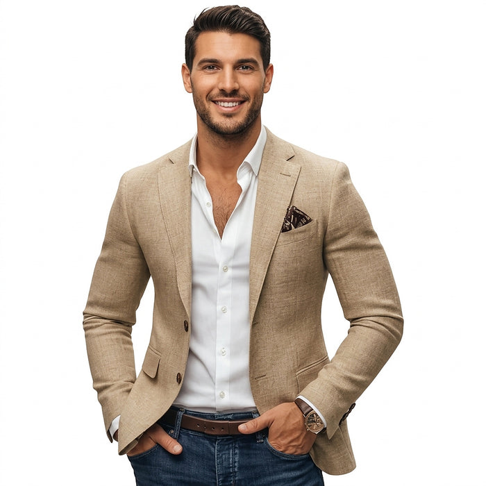 Męska marynarka dwuguzikowa z naszywanymi kieszeniami-Blazer for men-Olave